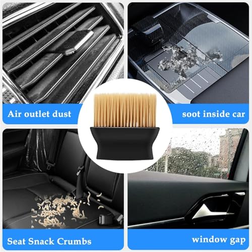 Image of Car Cleaning Kit, 4-Piece Set with Microfiber Duster, Car Desk Brush, Car Cleaning Brush and Glass Cleaning Tablets-car Cleaning kit Combo All in one.