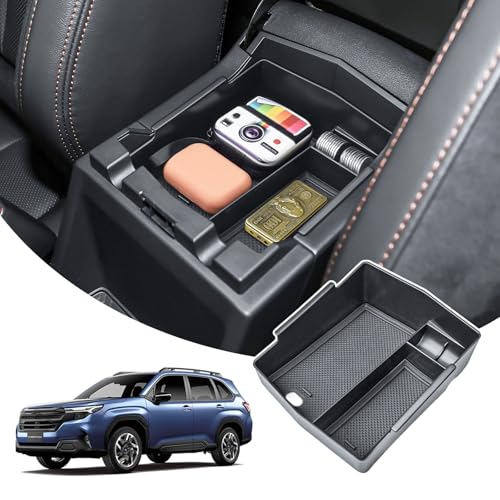 TACOBRO Center Console Tray Compatible with Subaru Forester 2025 2026 Interior Armrest Insert Storage Box Organizer Easy Removal Accessories