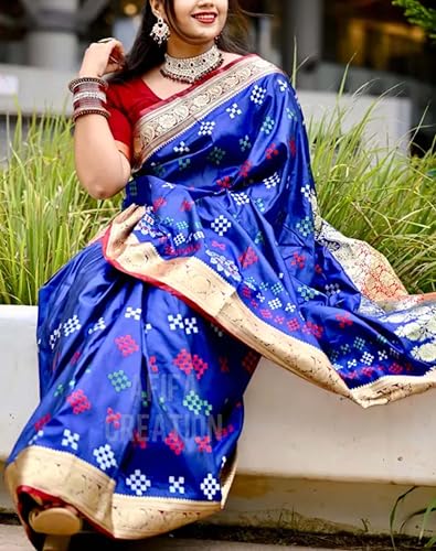 Generic blue sambalpuri silk saree – image 2