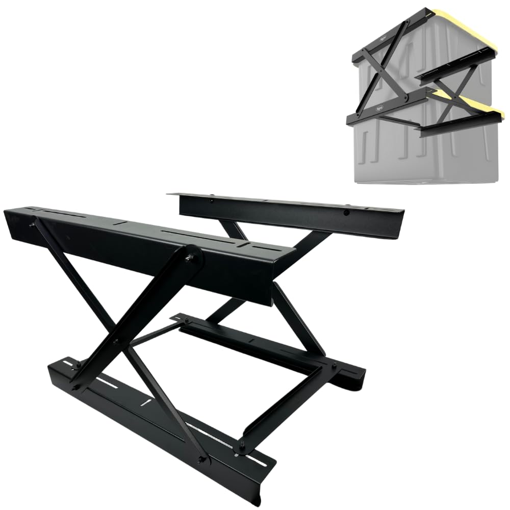 KoovaDual Rail Heavy Duty Overhead Garage Storage System - Stacking Overhead Storage Rails, Made in USA, Easy Installation, Hardware Included, Tote Bin Storage Solution