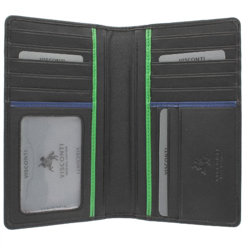 VISCONTI Colección Bond Jaws Cartera de Chaqueta de Cuero para Hombre BD12 Negro/Verde