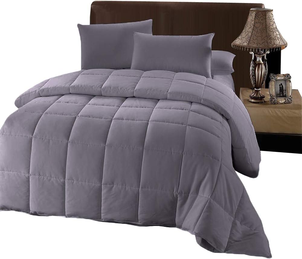 Royal Hotel Bedding Plush Down Alternative Comforter King - Gray Duvet Insert with Corner Tabs - All-Season Hypoallergenic Comforter Reversible - 100% Plush Down Alternative Fill - King, Gray