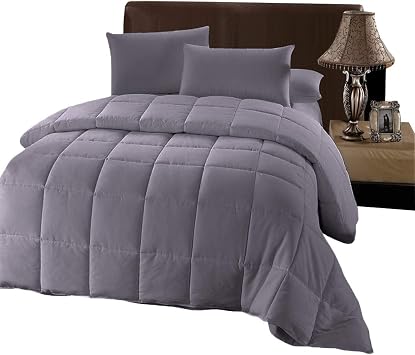 Royal Hotel Bedding Plush Down Alternative Comforter Queen - Gray Duvet Insert with Corner Tabs - All-Season Hypoallergenic Comforter Reversible - 100% Plush Down Alternative Fill - Queen, Gray