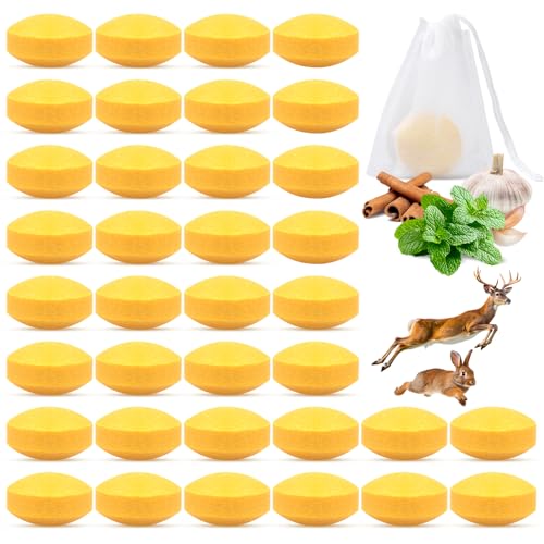 CKUKARM 36 Pack Deer Repellent Rabbit Repellent Outdoor Deer Deterrent for Plants Flower Vegetable Tree, Deer Rabbit Repeller Keep Deer Rabbit Out of Lawn Garden