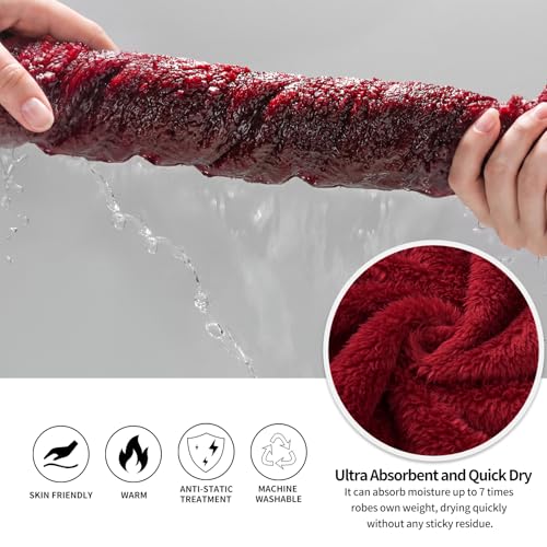 Image of Inner Wish Mens Plush Fleece Robe, Highly Absorbent Cozy Warm Bathrobe Fuzzy Male Spa Long Robe With Pockets