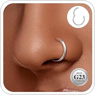 G23 Titane Piercing Nez Anneaux Piercing Hélix Tragus Hypoallergénique Argent Or Noir Anneaux de Cartilage Piercing Conch Septum 14G 16G 18G 20G 6MM/8MM/10MM/12MM Anneau Nez Piercing 1 Pièce