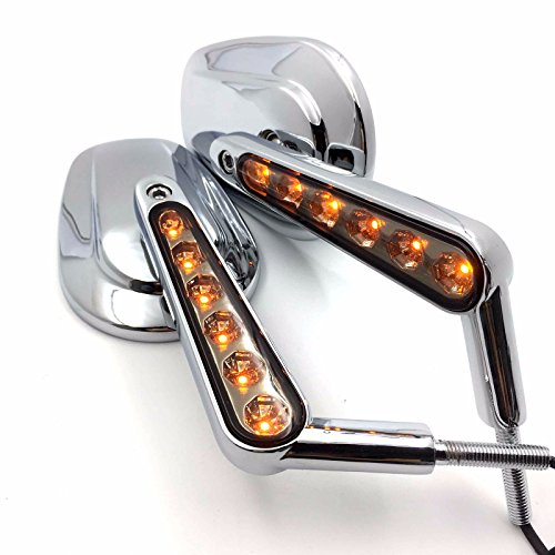 NBX- Espelhos retrovisores esquerdos direitos cromados com haste de LED compatíveis com HARLEY DAVID