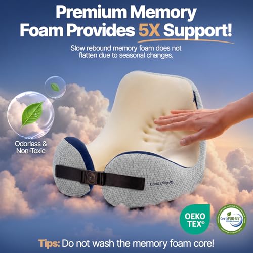 Image of ComfyNap Versatile Travel Neck Pillow for Airplane [Patented], 9 Positions in 3 Techniques, Plane Pillow with Pure Memory Foam, Travel Pillow with HeadRest Flight Sleep, Travel Essential - Earth