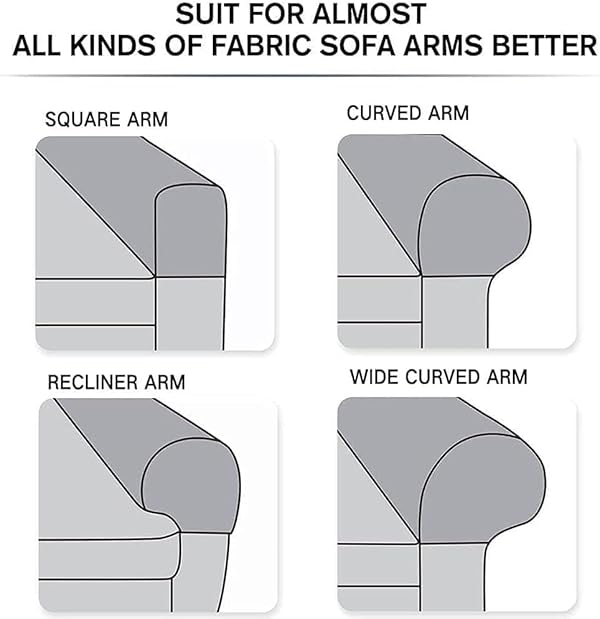 Armrest Chair Covers,Set of 2 Stretch Fabric Armchair Couch Arm Rest Cover,Anti-Slip Spandex Polyester Sofa Chair Arm Caps Slipcovers for Chairs Furniture Protector,30x20x1.5cm (Beige) by googooing - Image 3