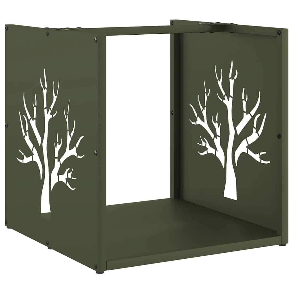 Leñero Verde Oliva 40x40x40 cm Acero Laminado en frío,Casa y jardín,Accesorios para hornos de leña y chimeneas,Bolsas y Soportes de leña,5.05kg-864246