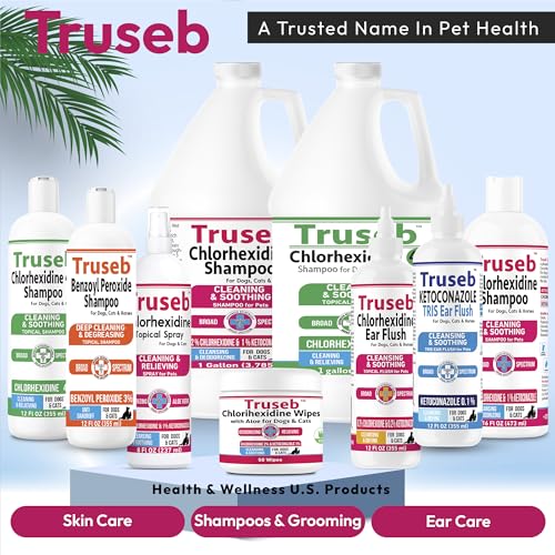 Truseb Topical Ketoconazole and Chlorhexidine Shampoo for Dogs, Cats & Horses Pleasantly Scented with a Cucumber Melon Scent with Aloe (Ketoconazole & Chlorhexidine Shampoo, 1 Gallon) - Image 8