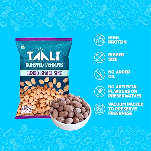 Image of Taali Jumbo Khari Sing With Skin, 200g (Pack of 4) |Roasted Salted Peanuts with Himalayan Rock Salt, No Palm Oil, Not Fried
