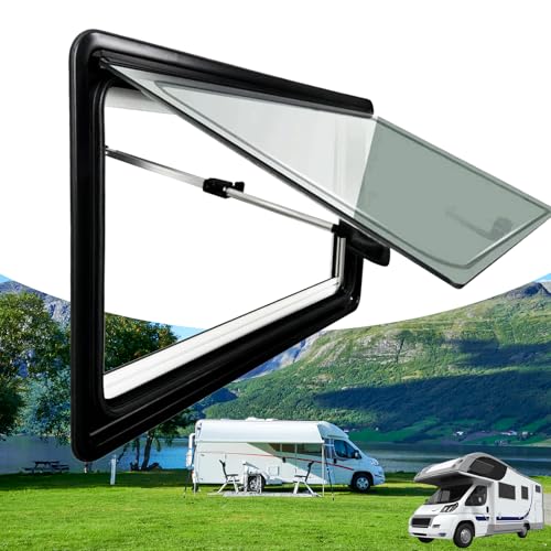 Poxvythb Fenêtre de caravane, fenêtre de toit pour campeur, Vitres latérales pour Camping - Car, Ouverture push-pull, avec filet anti-insectes,translucide, pour camping-car, camionnette