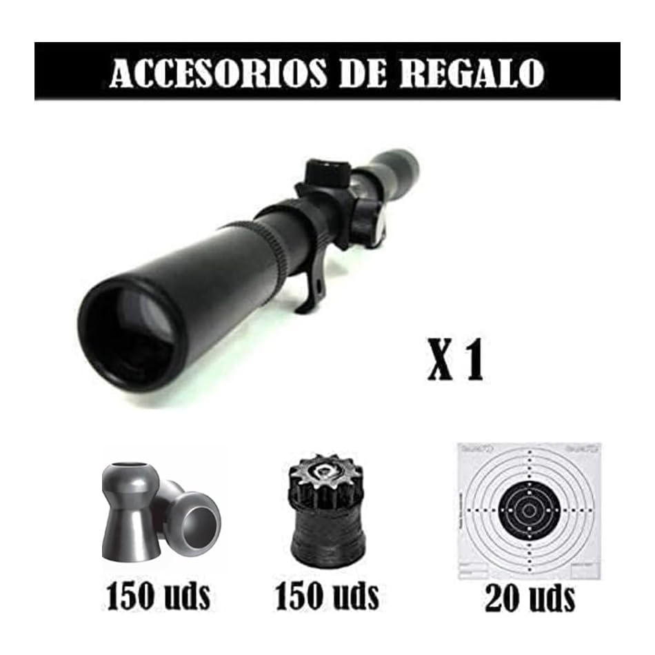 ECOMMUR Escopeta de balines Carabina Rifle de Aire comprimido Muelle Calibre 4.5mm 3 Julios