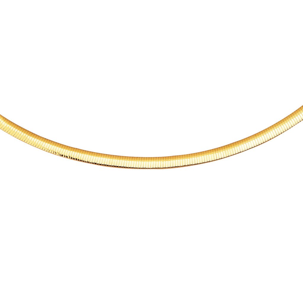 Solid 14k Yellow Gold & Silver Rhodium Finish Ladies 5mm Reversible Omega Chain Necklace 16" 18" 20"