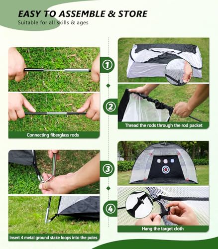 Golf Net: 10x7ft Golf Hitting Practice Net for Backyard Driving Chipping Swing Training with Non-Slip Heavy-Duty Base Hitting Mat for Indoor or Outdoor Use, Gifts for Men Dad Father's Day - Image 6
