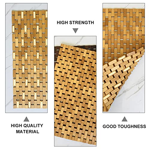 Garneck Tapete de bambu antiderrapante, tapete de banheiro de madeira, repelente de água, tapete de