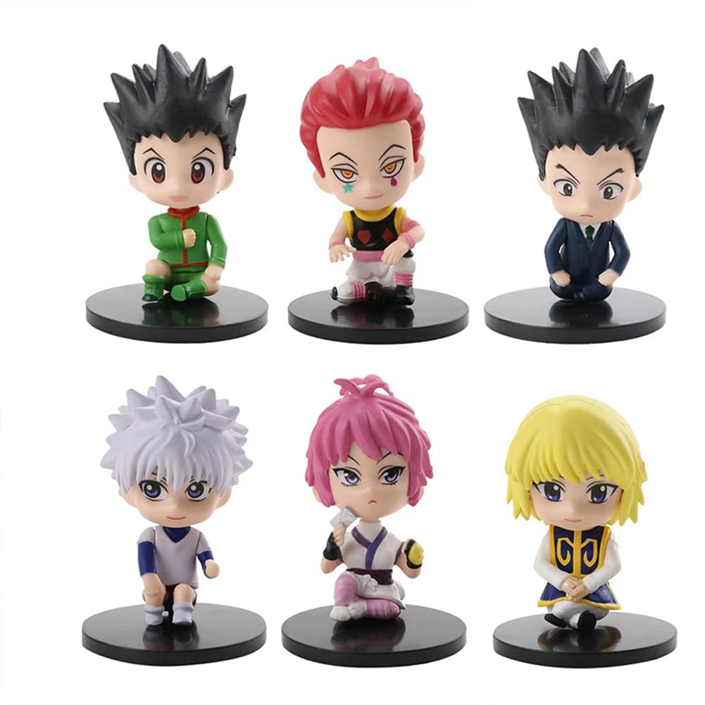 Tongyundacheng 6pcs Anime Figurines Killua Zaoldyeck/Gon Freecss/Kurapika Cute Character Statue Model PVC Figures Home Decoration Ornaments Gifts 8cm
