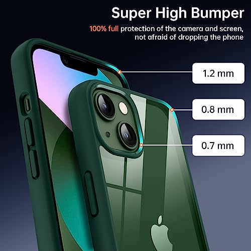 Supdeal Shockproof Clear Case for iPhone 13, [Not Yellowing] [10FT Military Drop Protection] Hard Clear Back Four Corner Airbags Drop Protection Phone Cover, 6.1 inch, Green by Supdeal - Image 2