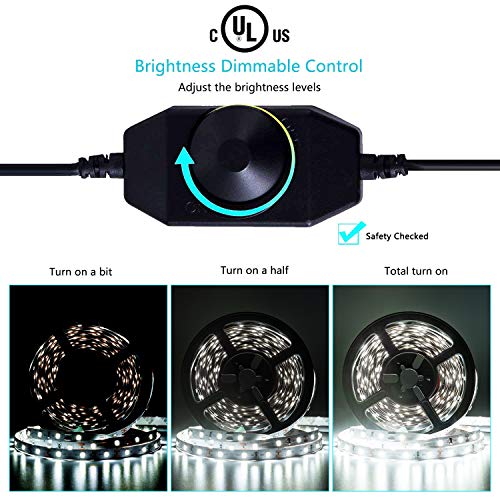 Junwen led strip lights 300 units smd 2835 rope lights 5m/16. 4 ft 6000k non-waterproof led tape ribbon light with dimmer and power supply kitchen under cabinet dining room bedroom wedding 2 Junwen led strip lights 300 units smd 2835 rope lights 5m/16. 4 ft 6000k non-waterproof led tape ribbon light with dimmer and power supply kitchen under cabinet dining room bedroom wedding - image 3