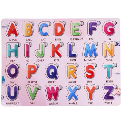 Image of Learning Wooden Alphabets for Kids | ABCD Toys for Children | English Puzzles Montessori Educational Blocks for Kids 2+ Years | 26 Pieces | Wooden Letter Board (English Alphabets)