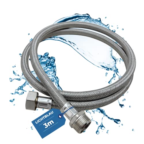 LICHTBLAU Kink-Resistant Aquastop Extension Hose, 3.0 m, Connection 3/4 Inch Washing Machine, Dishwasher, 2982 Reinforced Hose Straight/Straight Including Seal, Universal Use