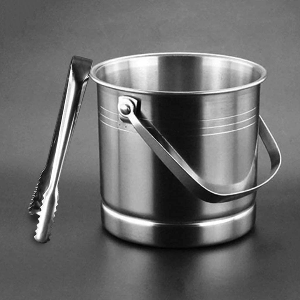Secchiello per Il Ghiaccio con Coperchio e pinze per Ghiaccio Secchiello per Ghiaccio da 1 litro Secchiello per Champagne in Acciaio Inossidabile Secchiello per Vino Secchiello per barile con Cop