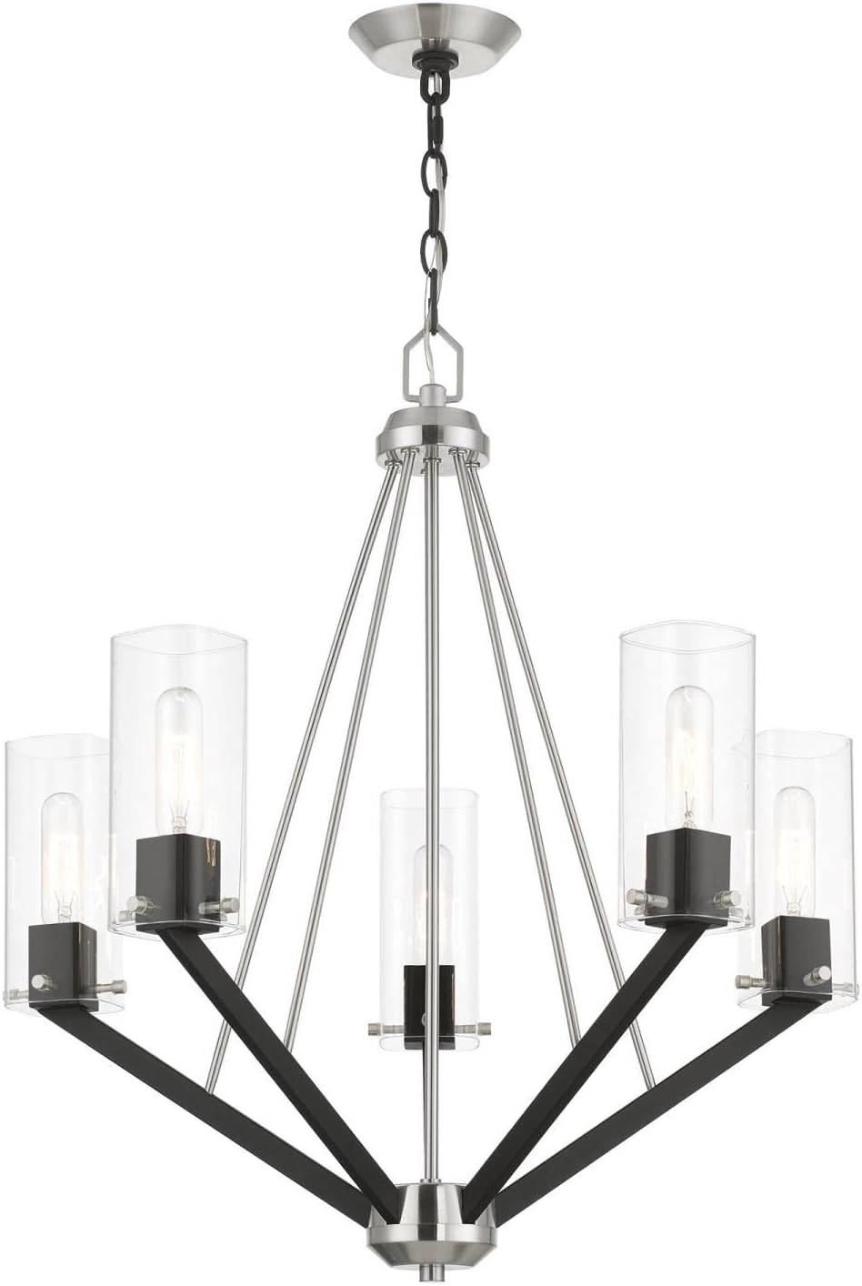 Livex Lighting 5 Light Brushed Nickel & Black Chandelier