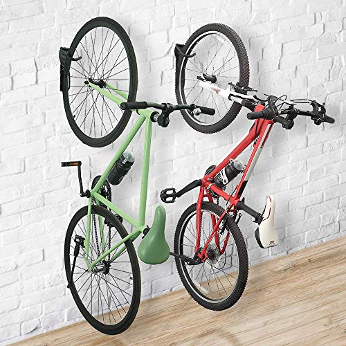 Wallmaster Garage Storage 5 Bicycles Hooks 3 Rails & Bike Rack For Garage 2-Pack Bike Hooks Bike Hanger Wall Mount #TOP7