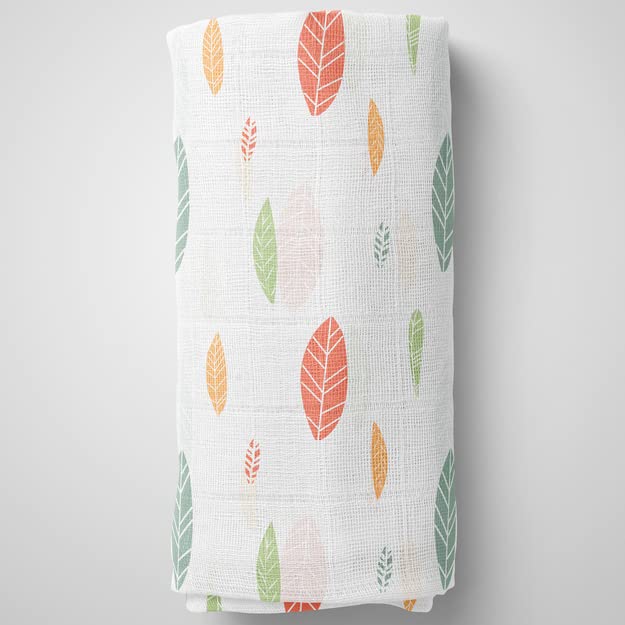 Image of 1ST STEP Muslin Swaddle 60cm*75cm (Pack of 2) Deer, Leaves