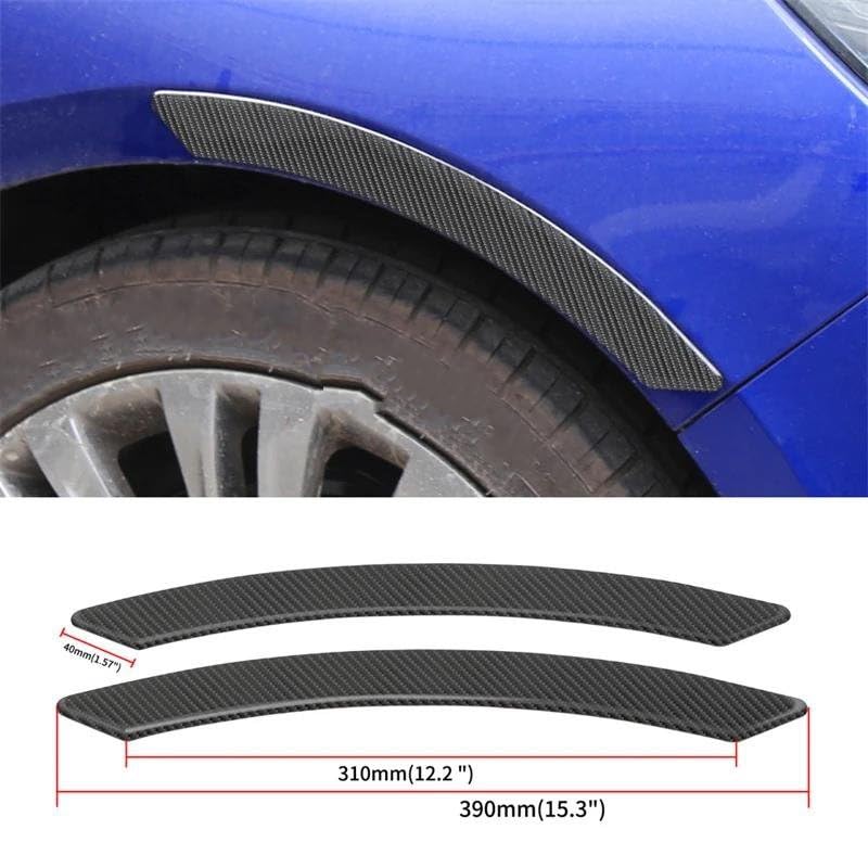 Coche ceja arco tira protectora de guardabarros universal con diseño de fibra de carbono, 2 piezas 2