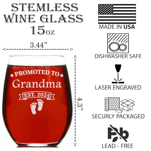 Promotedtograndmaest202415ozstemlesswineglassgiftsfornewgrandparentnewgrandmawineglassbirthdaygiftsmothersdaygifts Urban Country Home Decor Promoted to grandma est 2024 15oz stemless wine glass gifts for new grandparent new grandma wine glass birthday gifts mothers day gifts urban country home decor