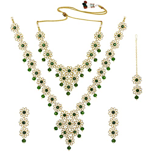 Peora Traditional Bridal Choker & Long Necklace Set with Earrings...