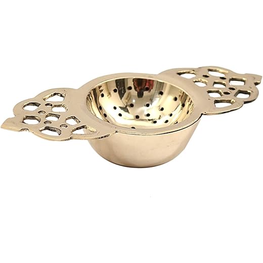 Handcrafted Metal Brass Tea Strainer | Easy to Use | Perfect for Tea and Coffee