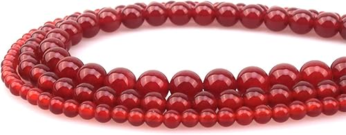 Miniatura 4 de ICAI Beads Cuentas redondas sueltas de piedra de ágata roja natural de 0.157 in para hacer joyas, manualidades, diseño de 1 hebra de 15 pulgadas