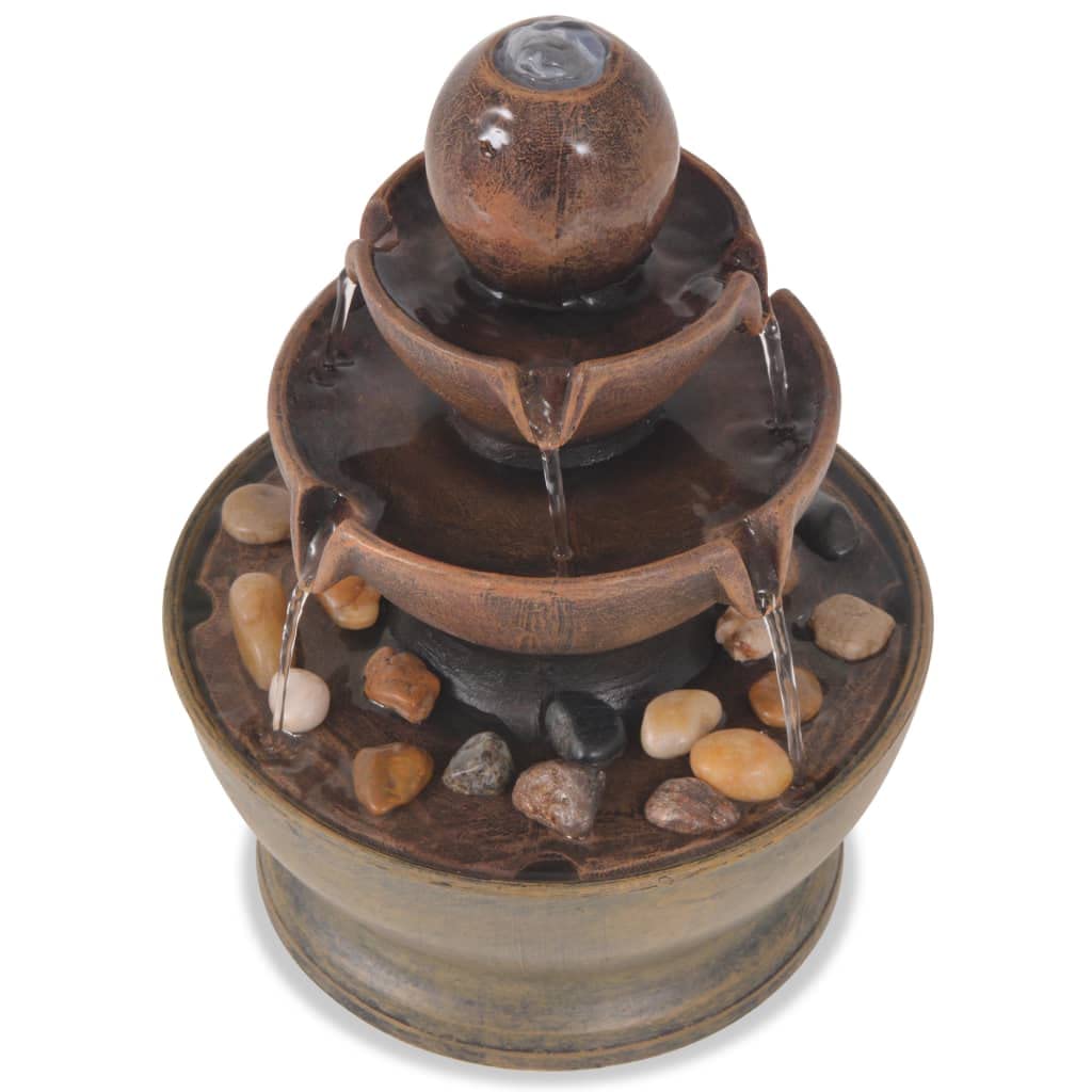 puraday Fontaine d'intérieur avec Pompe 17,5x17,5x23 cm Polyrésine Fontaine du Salon Créent Atmosphère Relaxante Méditative Décoration Maison Chambre Bureau Dispositif d'eau