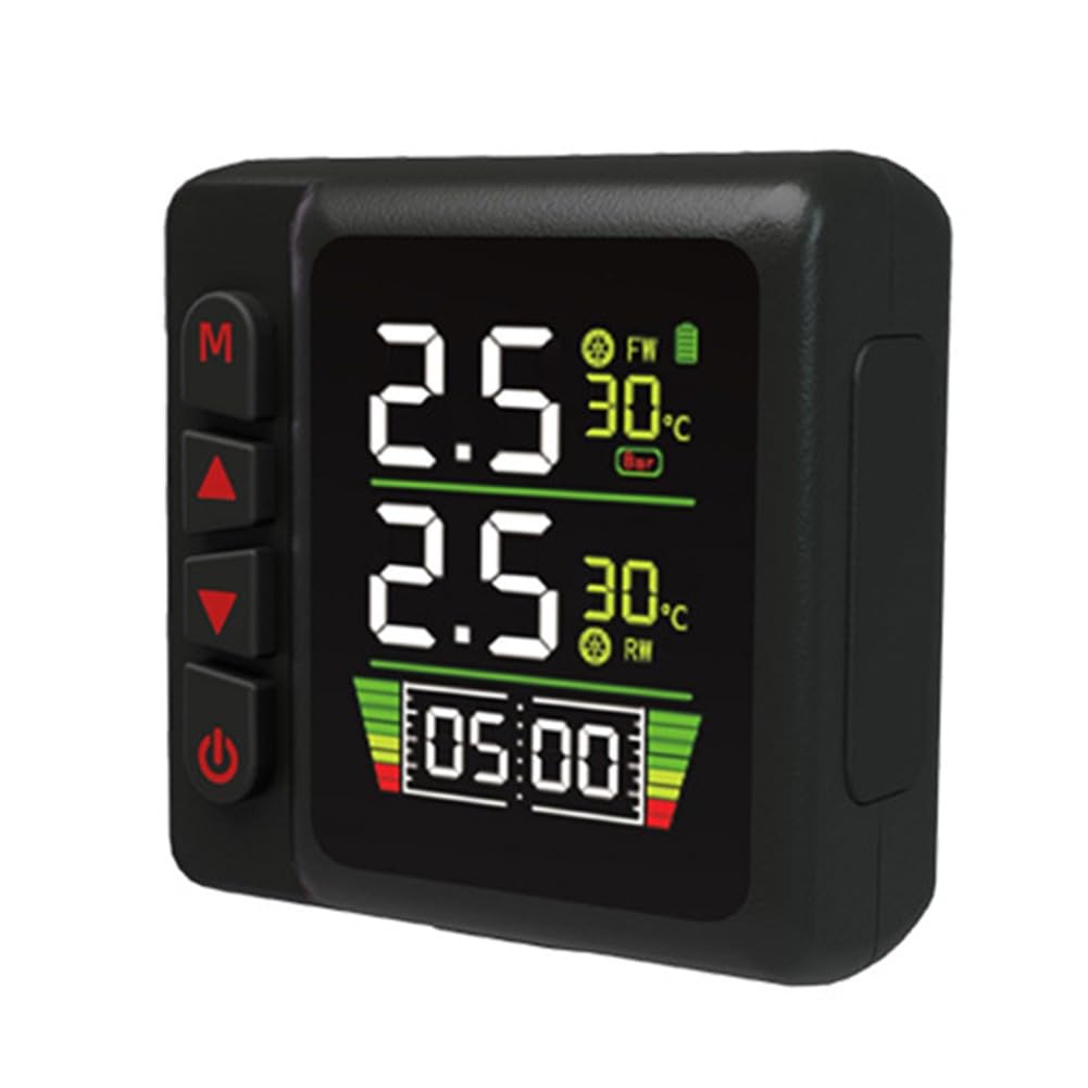 System monitorowania ciśnienia w oponach motocyklowych z alarmem temperatury, wodoodporny wyświetlacz LCD IP67 i szybkie ładowanie QC3.0 do motocykli, czarny