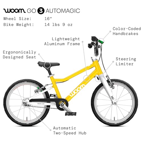 Image of woom GO 3 & GO 3 AUTOMAGIC Kids Bike, 16 Inch Lightweight, Ages 4-6