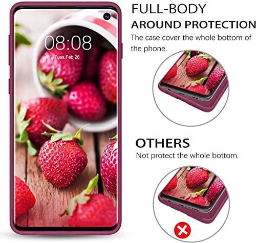Image of DIZORO Liquid Silicone Case with Microfiber Coushioning Compatible for Samsung Galaxy S10 Plus Cover, Gel Rubber Full Body Protection - Wine Red