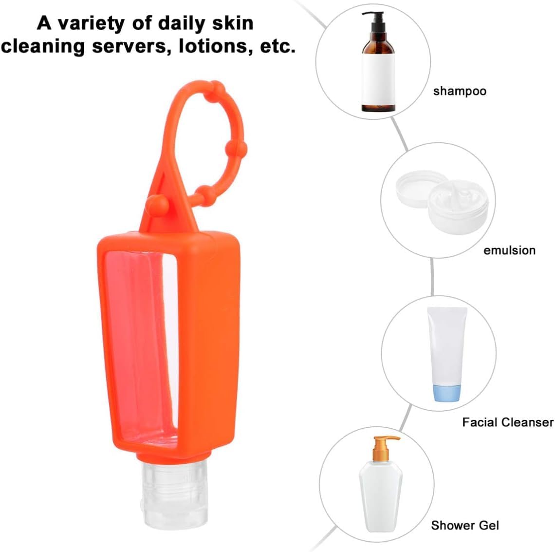 2pcs Silicone Sleeve Travel Squeeze Bottles with Flip Cap-Refillable Clear Plastic Containers for Hand Sanitizer,Leakproof Keychain Bottles for Kids and Adult,Multi-Function Travel Hand Bottles Random