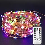 Twinkle Star 33ft 100LED Multi-Color Copper Wire String Lights Fairy String Lights 8 Modes LED String Lights USB Powered with Remote Control for Christmas Wedding Party Home Decoration