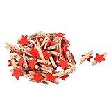  Ruilogod Carte de l\'album Photo Spring Pegs Star Crafts Mini Clip en Bois 50pcs Rouge