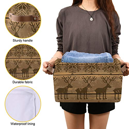 Boîtes de rangement en tissu pliables avec poignées robustes