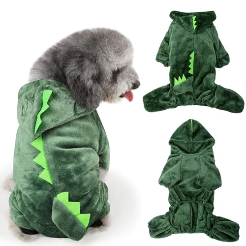 KASESSS Vetement Chien, Dinosaure Vetement pour Chien, Coquet Pyjama Chien, Habit Chiens Confortables et Douces, Combinaison Chiens Facile à Mettre pour Chihuahua (XL)