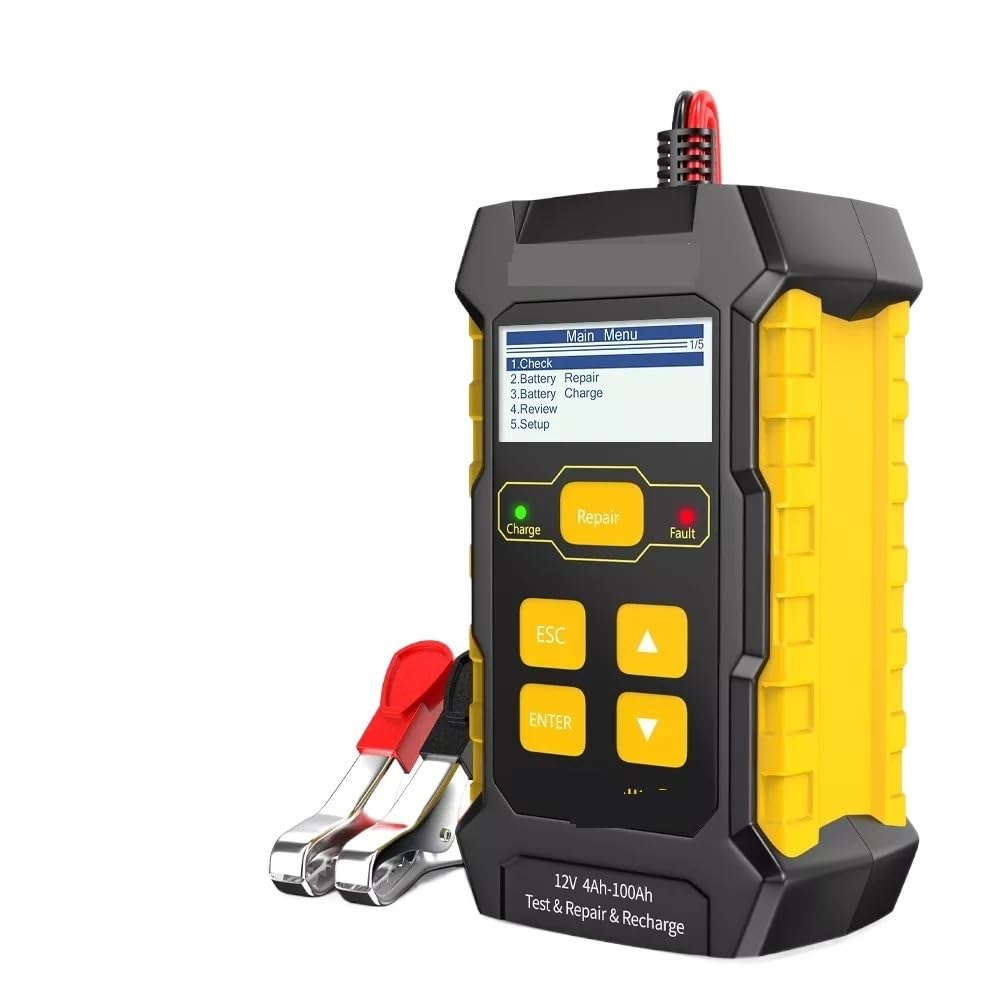 Tester per Batterie, Tester for caricabatterie for auto KW510 Caricabatterie completamente automatico Manutentore for riparazione di impulsi automobilistici 5A Strumento for acido al piombo