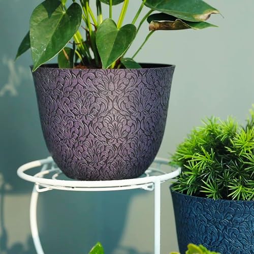 Worth-Garden-Plastic-Round-8-Plant-Pots-for-Indoor-Plants-Set-of-6-Multicolor-Small-Flower-Pots-WDrainage-Hole-and-Rubber-Plug-Home-Christmas-Decorative-planters-Retro-Floral-Pattern Worth Garden Plastic Round 8 Plant Pots for Indoor Plants Set of 6 Multicolor Small Flower Pots WDrainage Hole and Rubber Plug Home Christmas Decorative planters Retro Floral Pattern