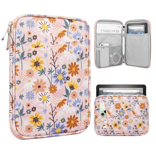 Image of TiMOVO 8-9 Inch Tablet Sleeve Case for All-New iPad mini 7 (A17 Pro, 2024), iPad mini 6 (8.3-Inch, 2021), iPad mini 5 /4 /3 /2 /1, Portable Protective Pouch Bag for iPad mini, Yellow Flower