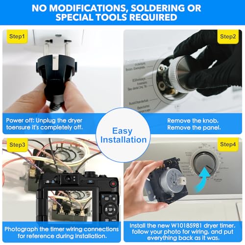Image of W10185981 WPW10185981 Dryer Timer Replacement, Genuine OEM Quality, Replaces 418-095-20-B5, AP6016540, PS11749830, EAP11749830, 1481704, Fits Whirlpool, Kenmore, Crosley, Maytag Dryers