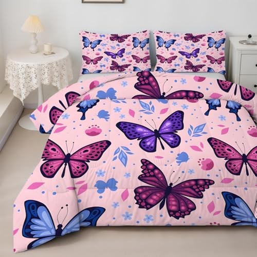 SYHIEGO Edredón individual reversible sin funda para niña, edredón de microfibra para todas las estaciones con 1 funda de almohada, edredón lavable individual de 135 x 200 cm, tamaño A65