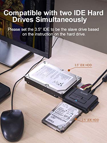 Alxum Sata Ide To Usb C Hard Drive Adapter With Power, Ide To Sata Adapter External Hard Disk Reader For 2.5 / 3.5 Inch Ide Hdd And Sata Hdd / Ssd, With 12V/2A Power Supply And Usb C Cable (Usb A) #TOP1